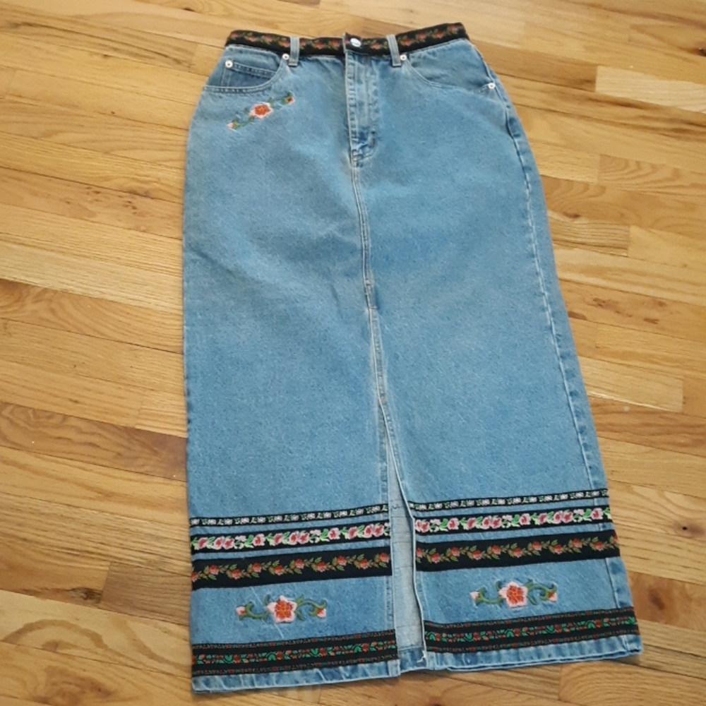 Vintage boho denim skirt